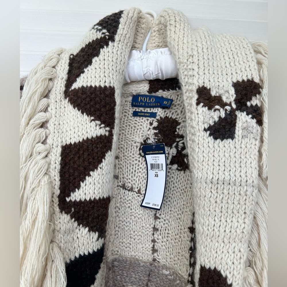 NWT Polo Ralph Lauren Aztec Southwestern Sweater with Fringe - Picture 6 of 6